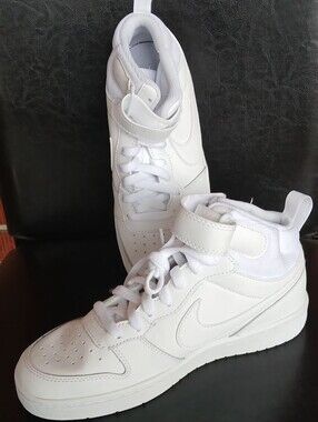 Nike Court Boroughmid 2" Triple White Unisex 5.5 Y Shoes